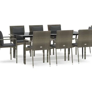 Chelan 9-delige Tuinset met kussens poly rattan zwart en grijs Chelan 9-delige Tuinset met kussens poly rattan zwart en grijs