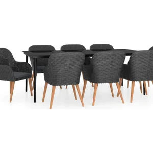 Coole  9-delige Tuinset met kussens zwart