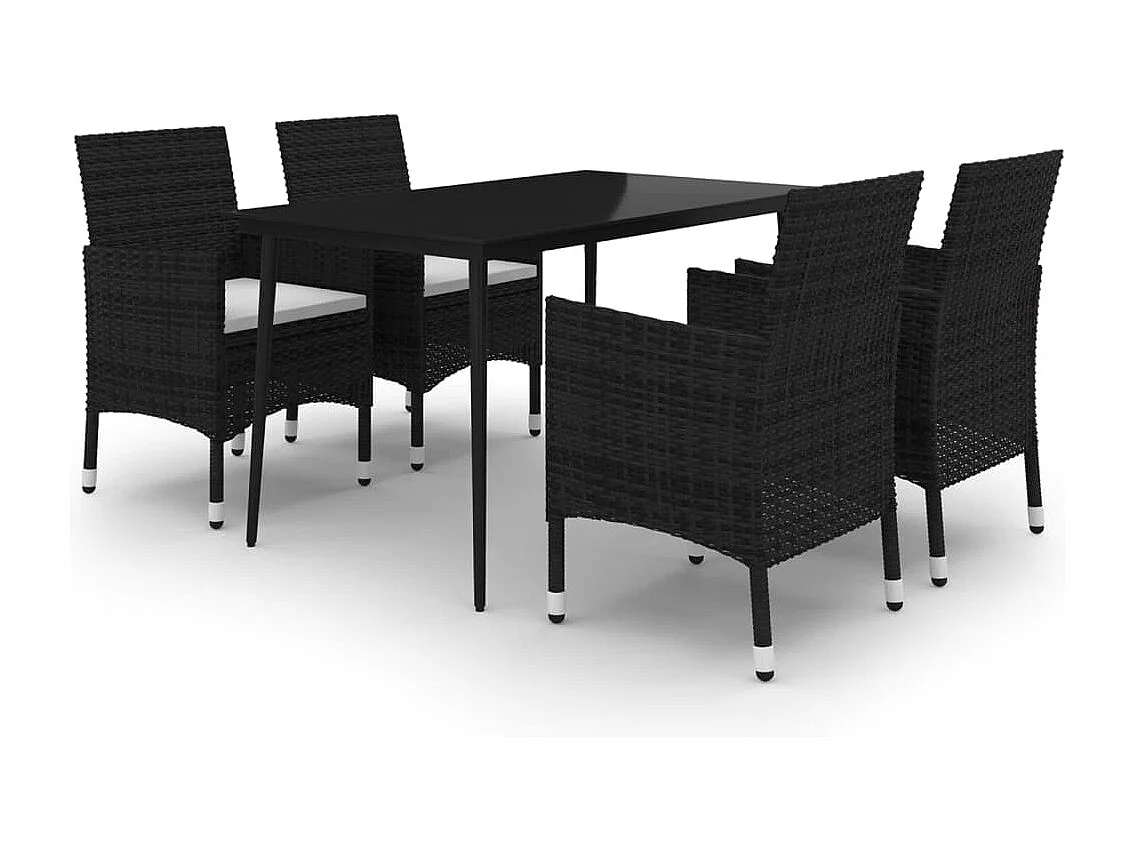 Carlinville 5-delige Tuinset met kussens poly rattan en glas