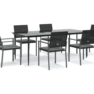 Croughevoe 7-delige Tuinset met kussens poly rattan en staal Croughevoe 7-delige Tuinset met kussens poly rattan en staal