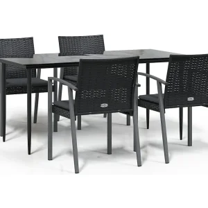 Bucyrus 5-delige Tuinset met kussens poly rattan en staal Bucyrus 5-delige Tuinset met kussens poly rattan en staal