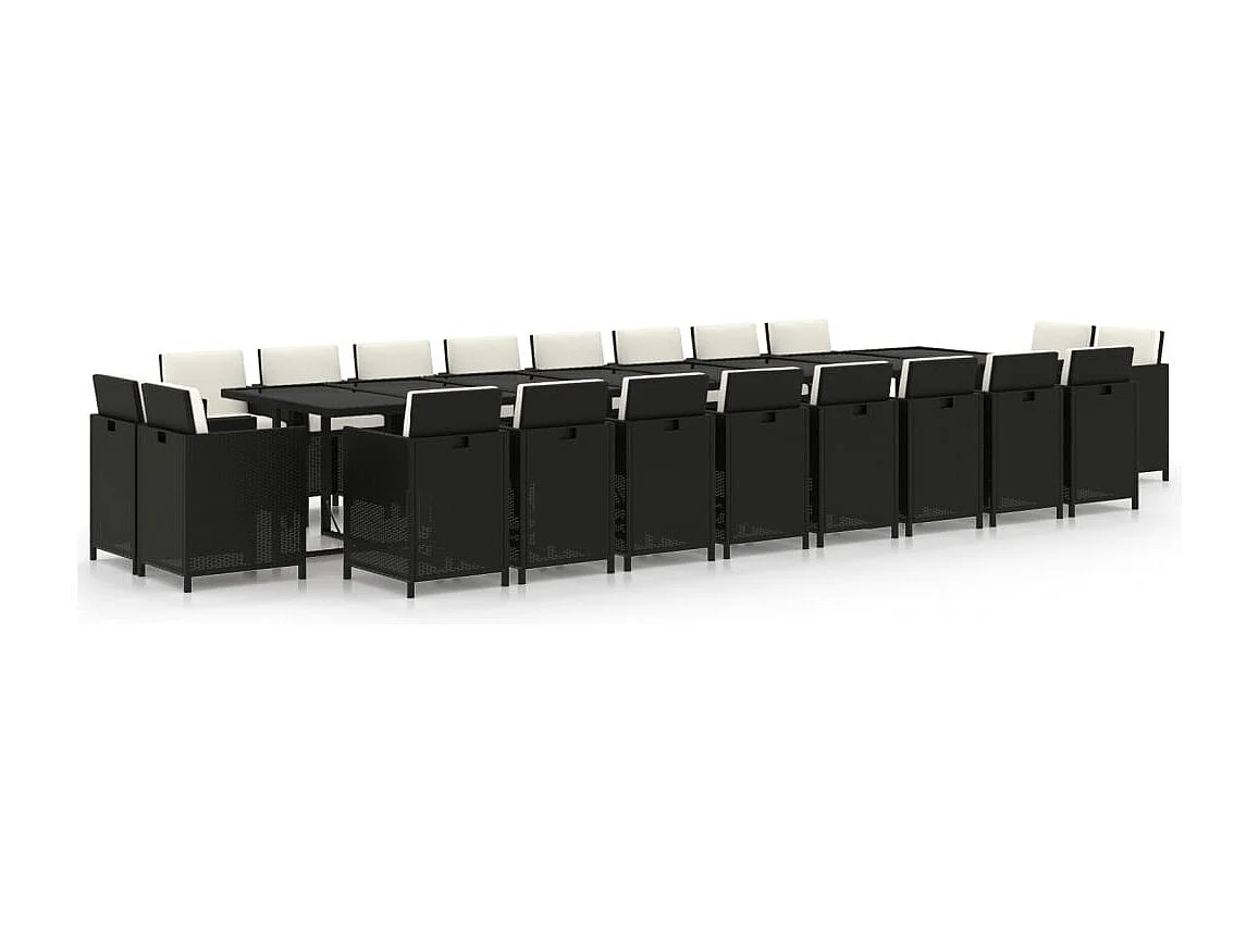 Browns Mills 21-delige Tuinset met kussens poly rattan zwart
