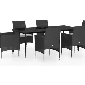 Cesarino 7-delige Tuinset met kussens zwart Cesarino 7-delige Tuinset met kussens zwart