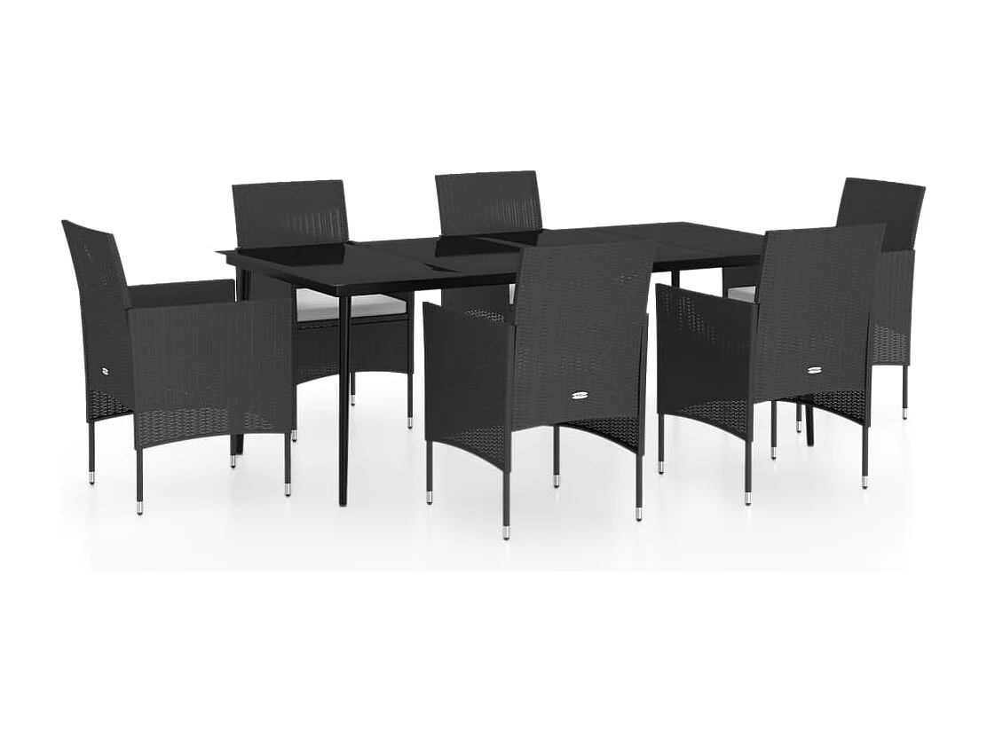 Cesarino 7-delige Tuinset met kussens zwart
