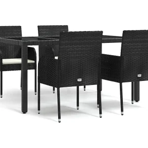 Cotati 5-delige Tuinset met kussens poly rattan zwart Cotati 5-delige Tuinset met kussens poly rattan zwart