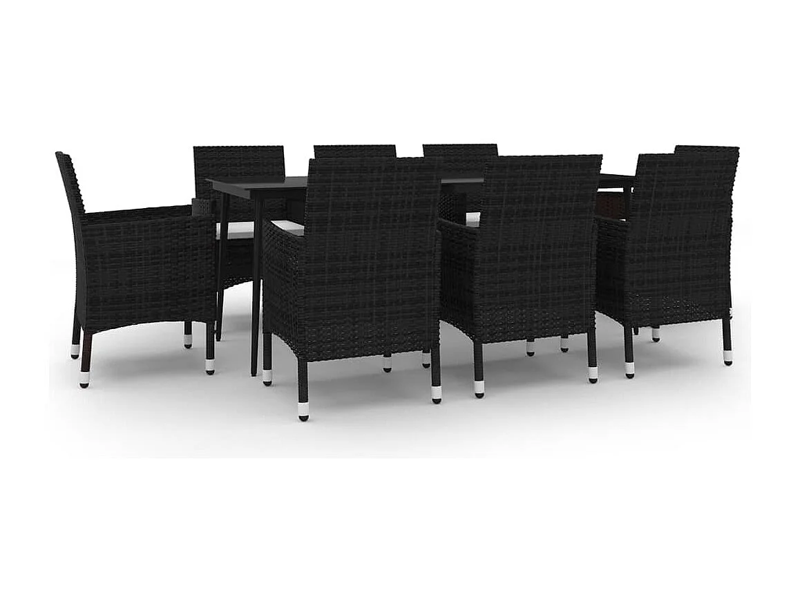 Carlinville 9-delige Tuinset met kussens poly rattan en glas