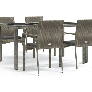 Daniela Patricia 5-delige Tuinset met kussens poly rattan grijs Daniela Patricia 5-delige Tuinset met kussens poly rattan grijs