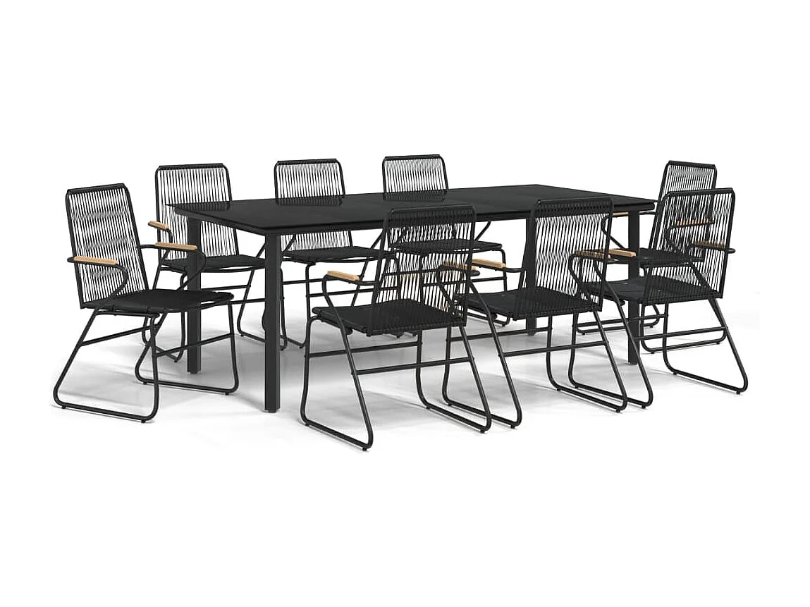 Claudine 9-delige Tuinset PVC-rattan zwart