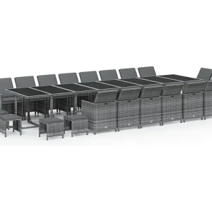 Browns Mills  21-delige Tuinset met kussens poly rattan grijs