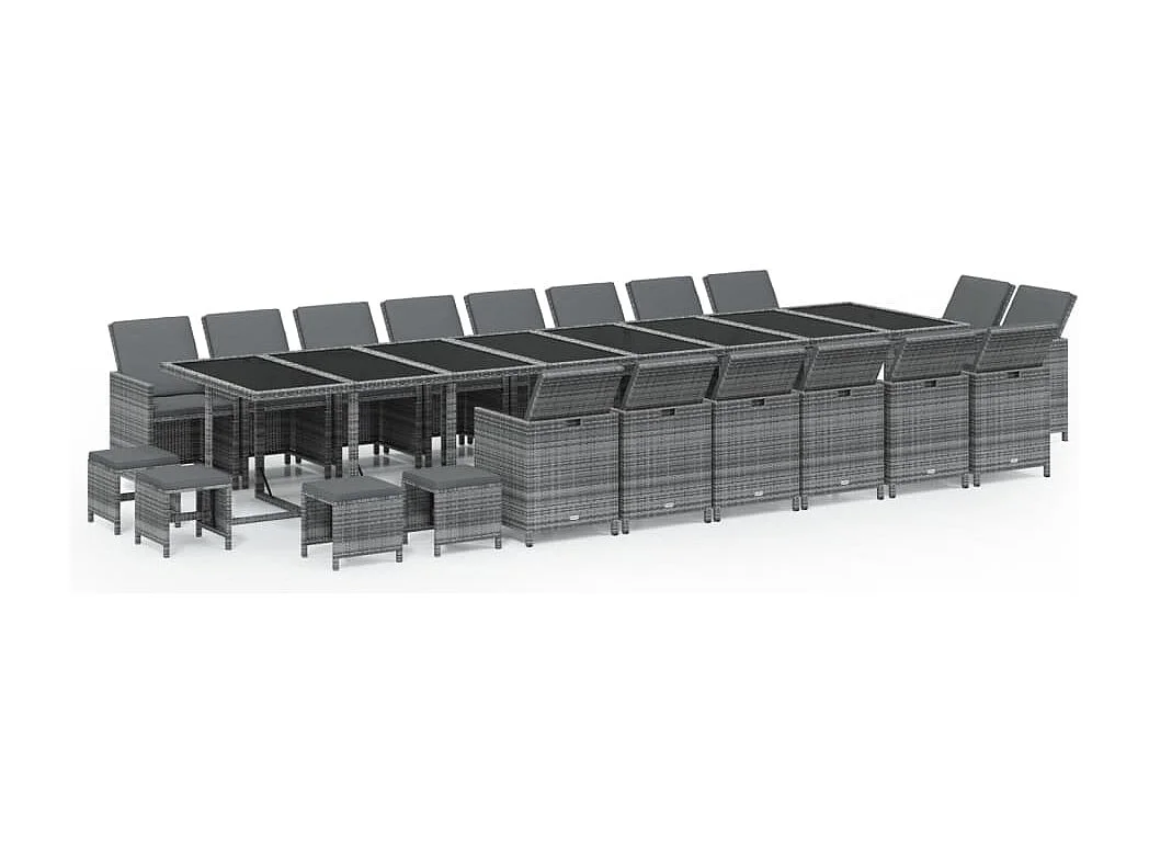 Browns Mills 21-delige Tuinset met kussens poly rattan grijs