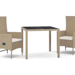 Briena 3-delige Tuinset met kussens poly rattan beige Briena 3-delige Tuinset met kussens poly rattan beige