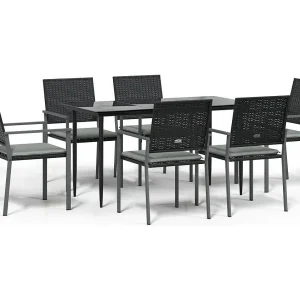Croughevoe 7-delige Tuinset met kussens poly rattan en staal Croughevoe 7-delige Tuinset met kussens poly rattan en staal