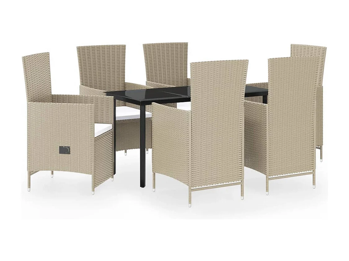 Central Point 7-delige Tuinset met kussens beige