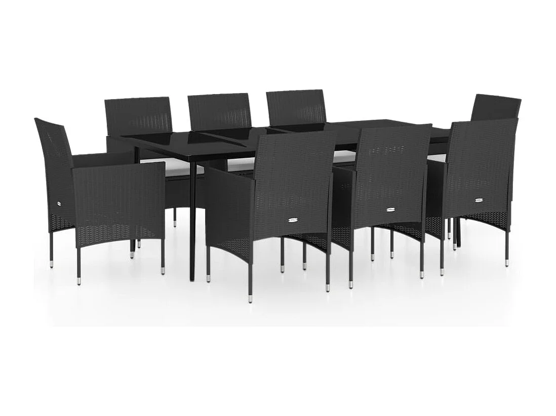 Cesarino 9-delige Tuinset met kussens zwart