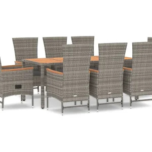 Brunnir 9-delige Tuinset met kussens poly rattan grijs Brunnir 9-delige Tuinset met kussens poly rattan grijs