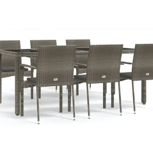 Daniela Patricia 7-delige Tuinset met kussens poly rattan grijs Daniela Patricia 7-delige Tuinset met kussens poly rattan grijs