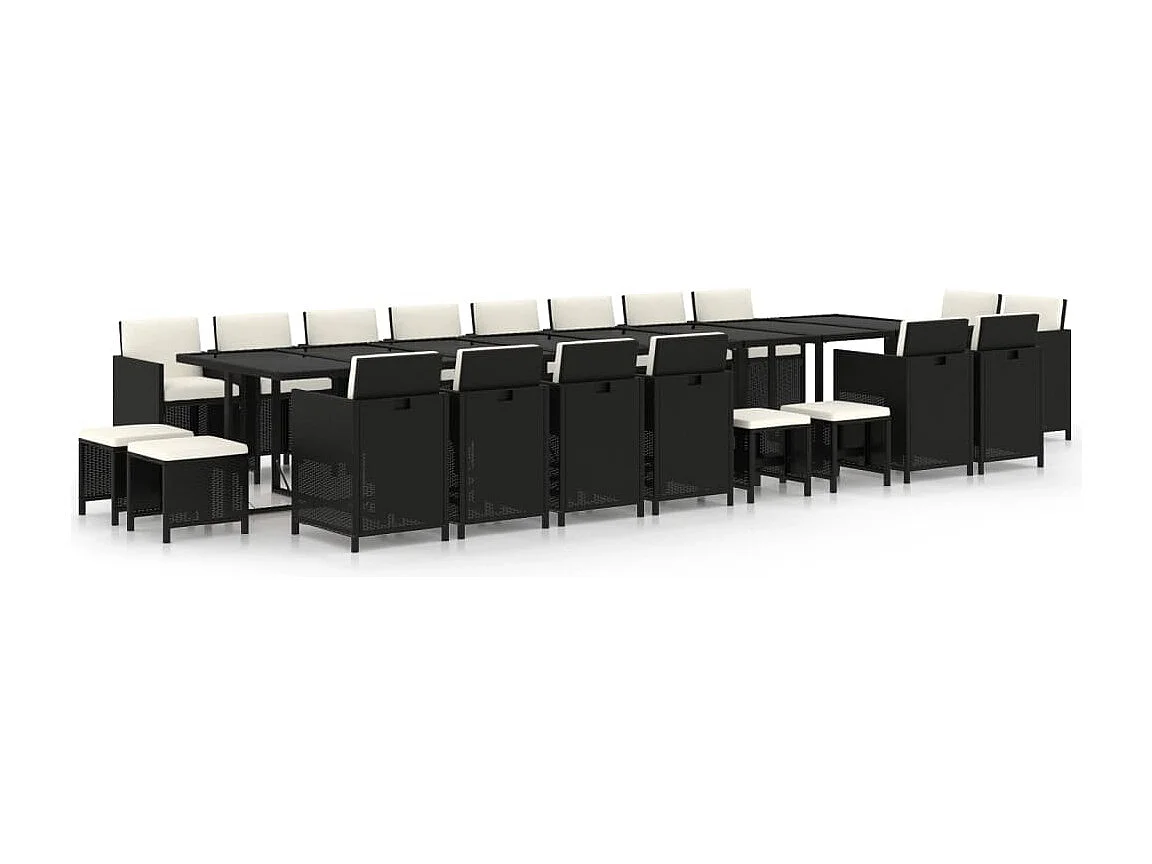 Browns Mills 21-delige Tuinset met kussens poly rattan zwart