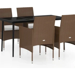 Cesarino 5-delige Tuinset met kussens bruin en zwart Cesarino 5-delige Tuinset met kussens bruin en zwart