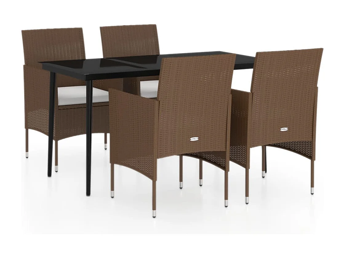 Cesarino 5-delige Tuinset met kussens bruin en zwart