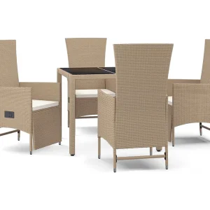 Briena 5-delige Tuinset met kussens poly rattan beige Briena 5-delige Tuinset met kussens poly rattan beige