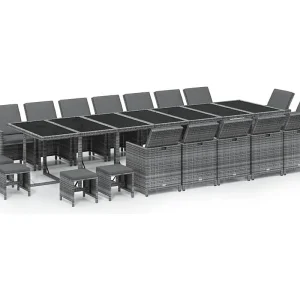 Browns Mills  19-delige Tuinset met kussens poly rattan grijs