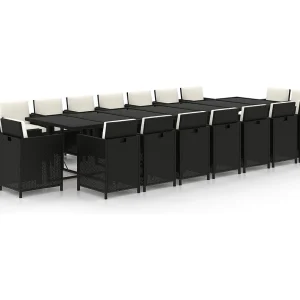 Browns Mills  19-delige Tuinset met kussens poly rattan zwart