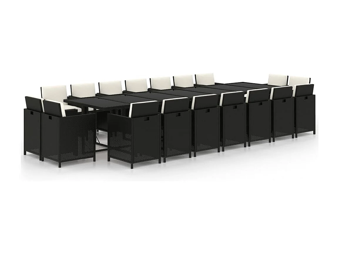 Browns Mills 19-delige Tuinset met kussens poly rattan zwart