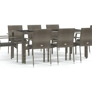 Daniela Patricia 9-delige Tuinset met kussens poly rattan grijs Daniela Patricia 9-delige Tuinset met kussens poly rattan grijs