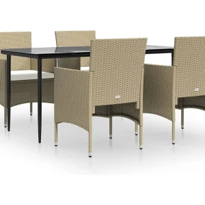 Cesarino 5-delige Tuinset met kussens beige en zwart Cesarino 5-delige Tuinset met kussens beige en zwart