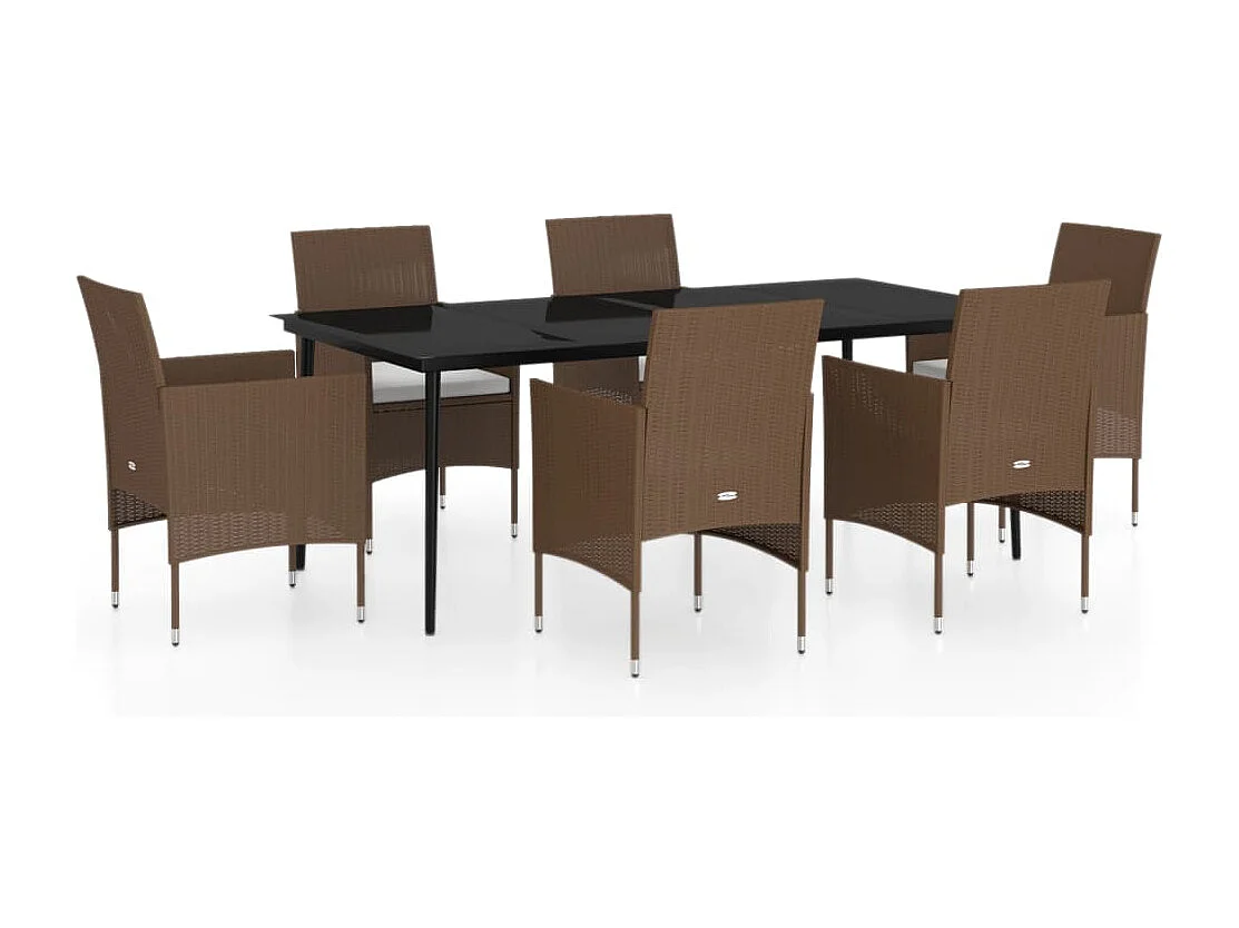 Cesarino 7-delige Tuinset met kussens bruin en zwart