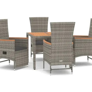 Brunnir 5-delige Tuinset met kussens poly rattan grijs Brunnir 5-delige Tuinset met kussens poly rattan grijs