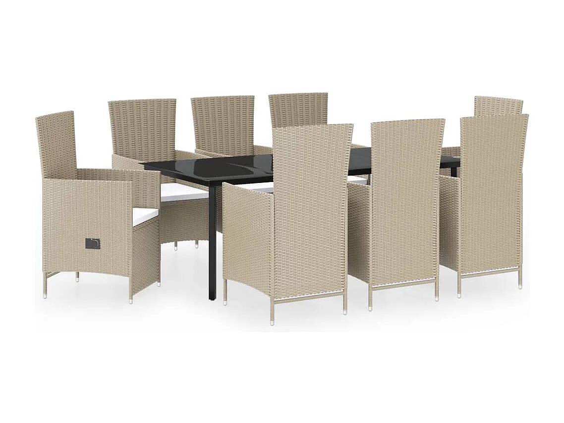 Central Point 9-delige Tuinset met kussens beige