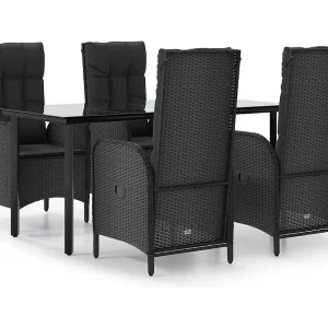 De Haan 5-delige Tuinset met kussens poly rattan zwart De Haan 5-delige Tuinset met kussens poly rattan zwart