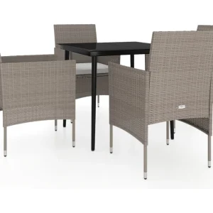Cesarino 5-delige Tuinset met kussens beige en zwart Cesarino 5-delige Tuinset met kussens beige en zwart