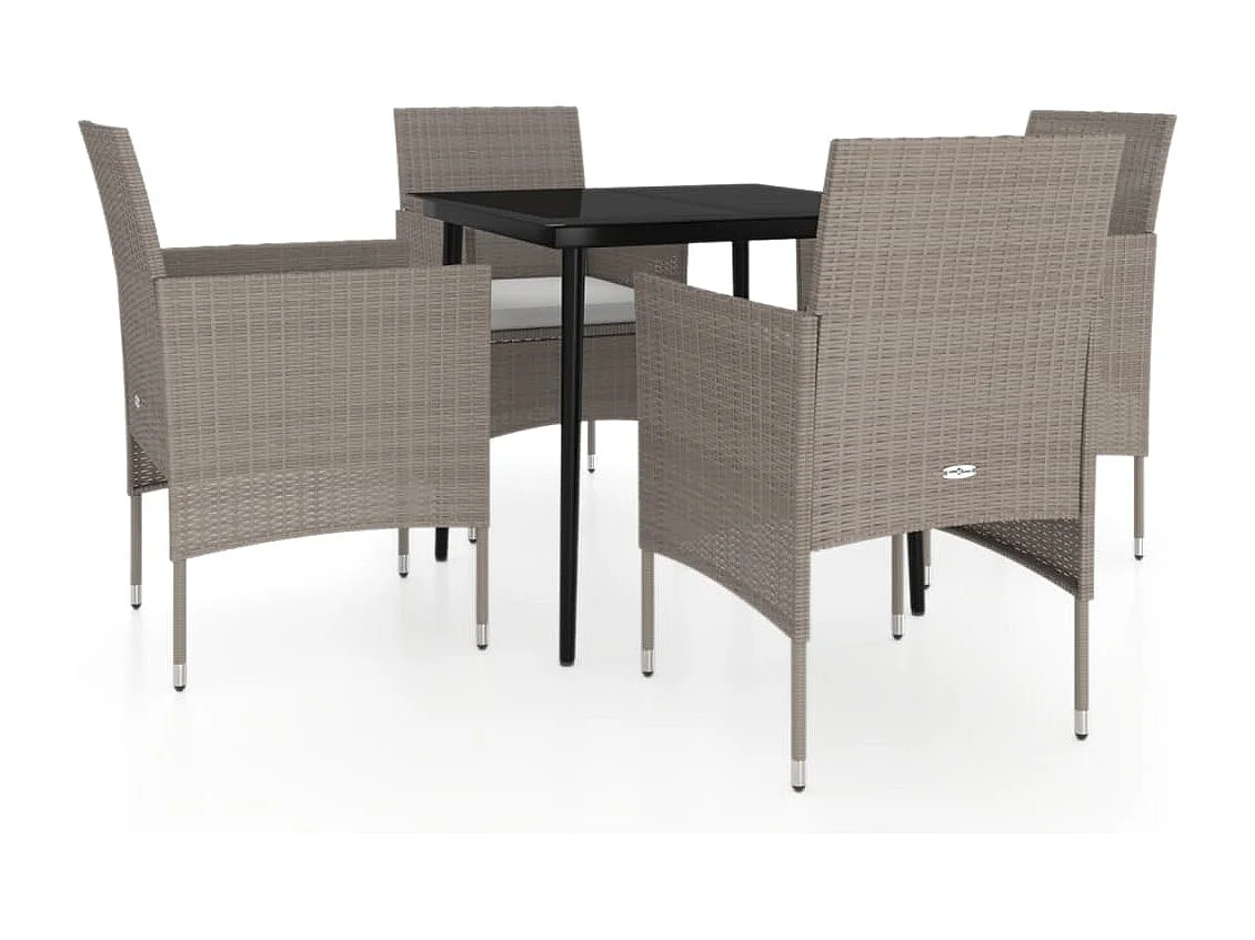 Cesarino 5-delige Tuinset met kussens beige en zwart