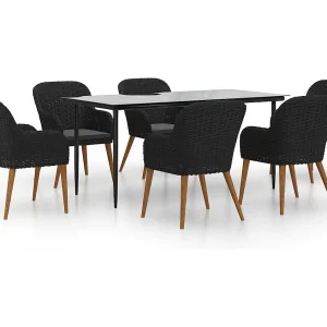 Coole  7-delige Tuinset met kussens zwart