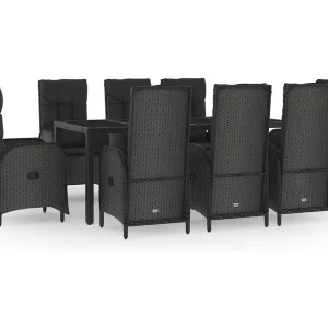 Cisternino 9-delige Tuinset poly rattan zwart Cisternino 9-delige Tuinset poly rattan zwart