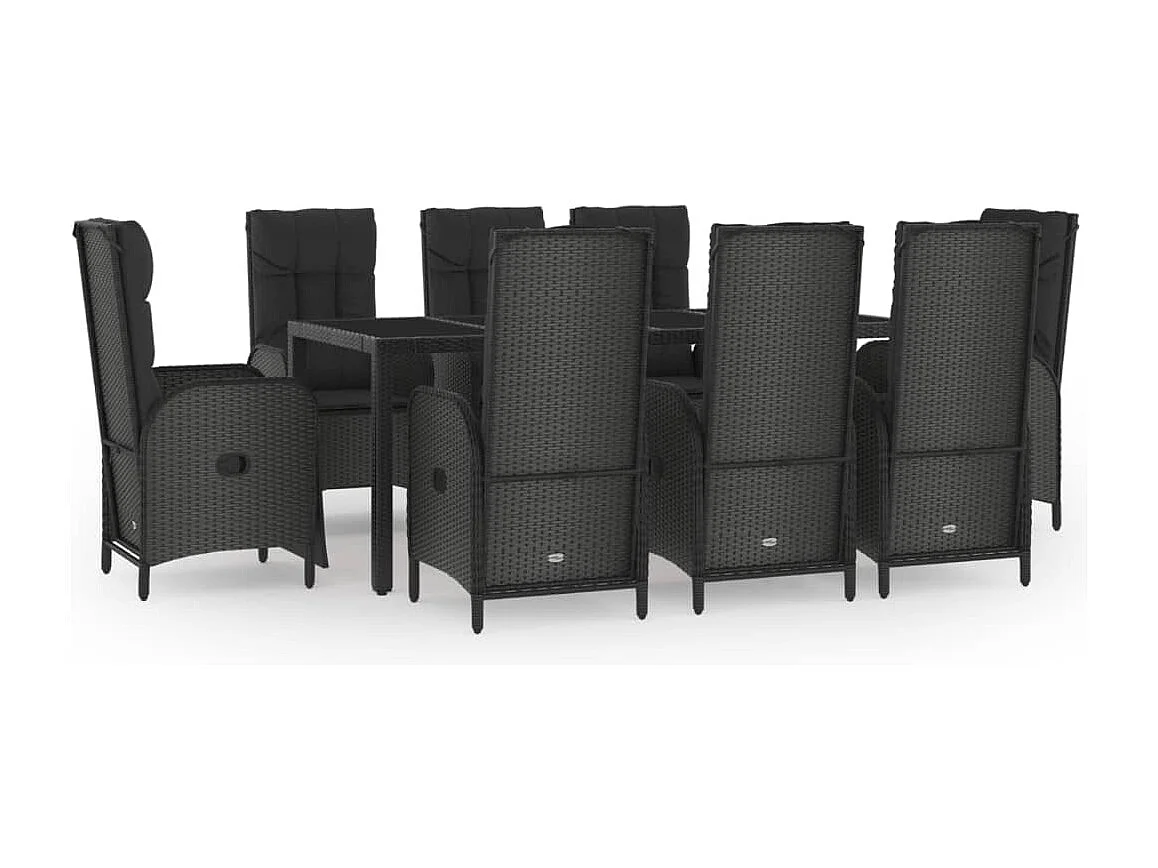 Cisternino 9-delige Tuinset poly rattan zwart