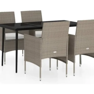 Cesarino 5-delige Tuinset met kussens beige en zwart Cesarino 5-delige Tuinset met kussens beige en zwart
