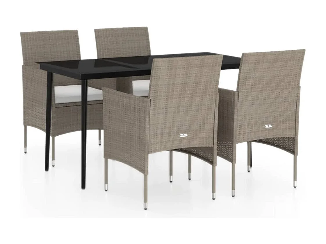 Cesarino 5-delige Tuinset met kussens beige en zwart