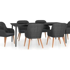 Coole  7-delige Tuinset met kussens zwart