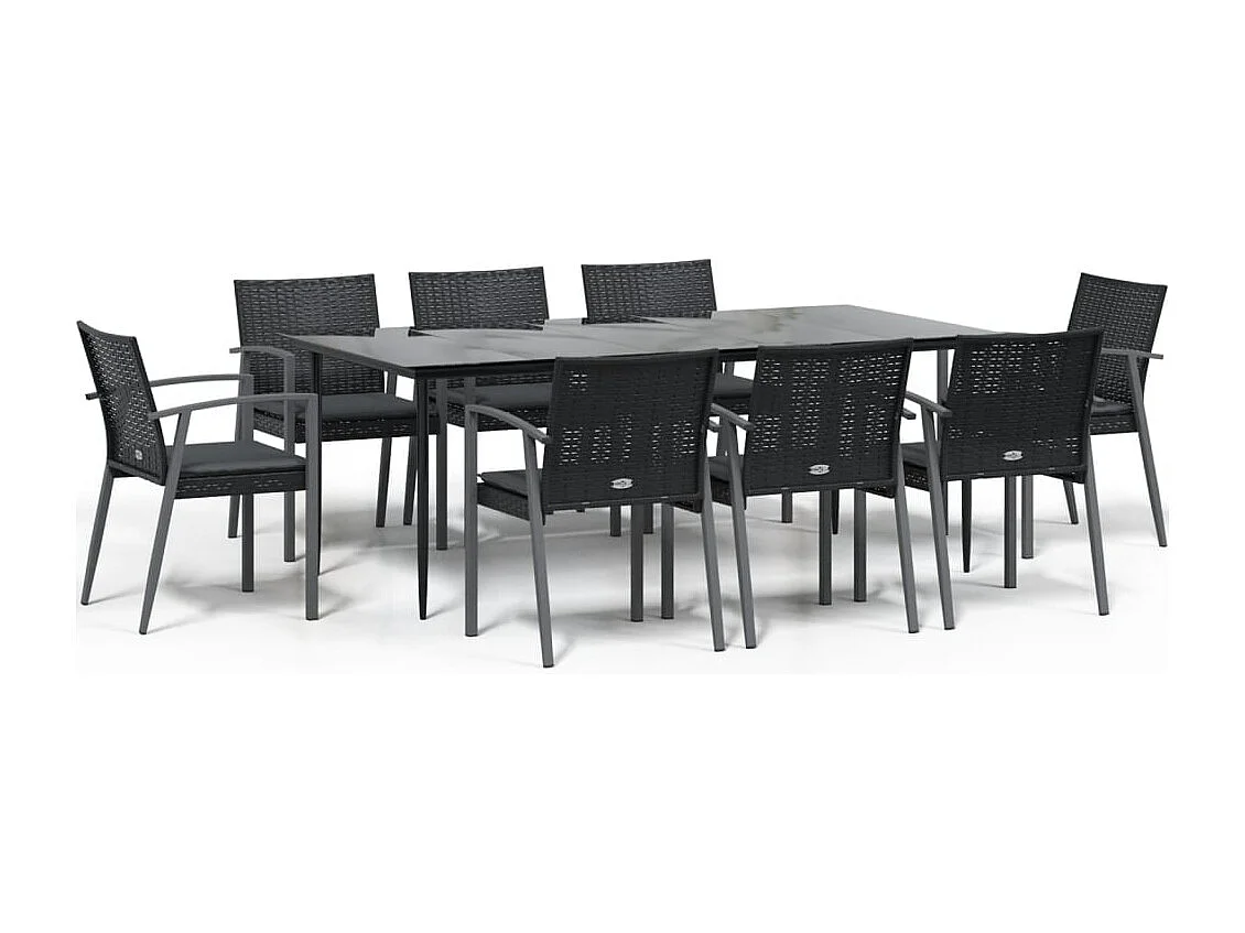 Bucyrus 9-delige Tuinset met kussens poly rattan en staal