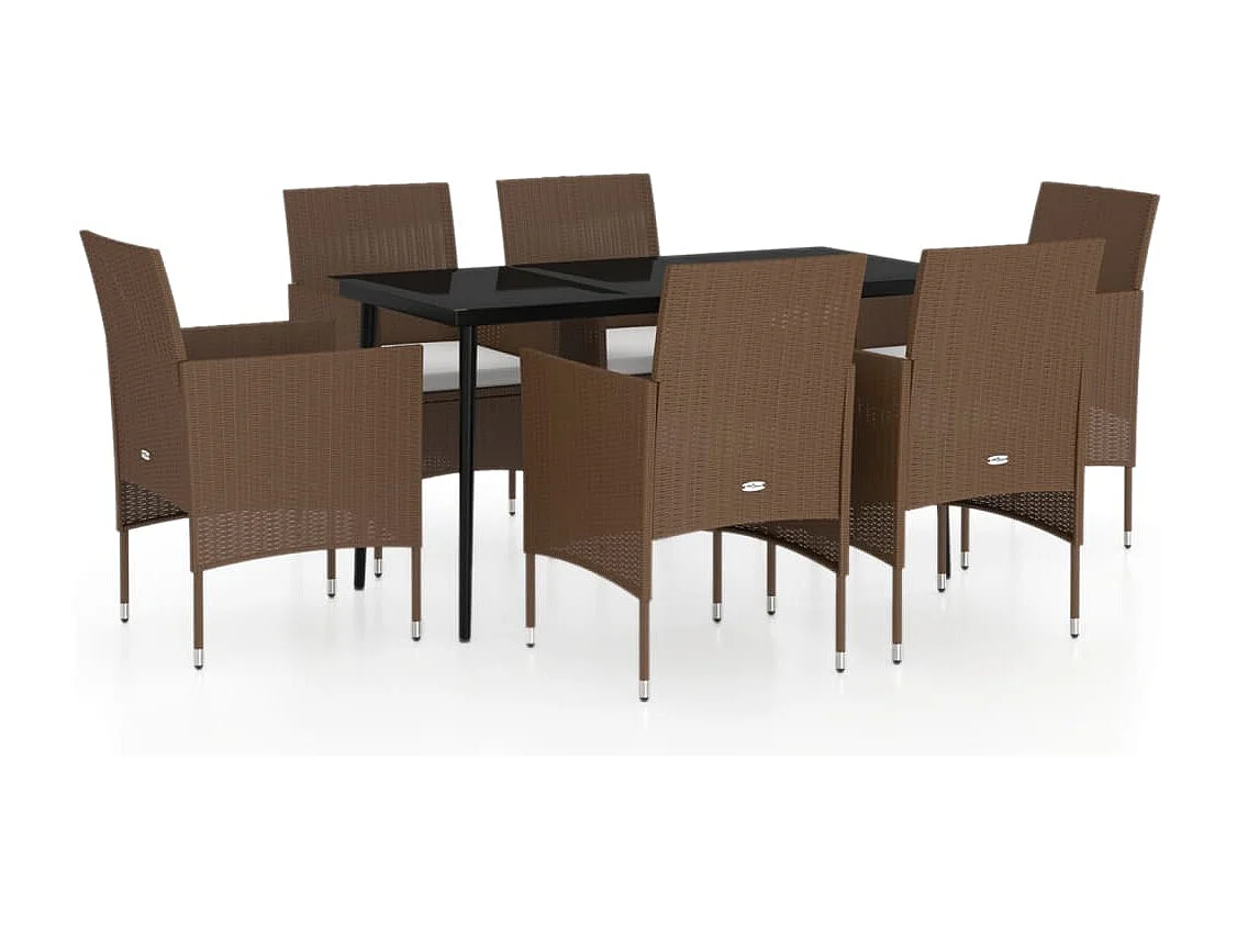 Cesarino 7-delige Tuinset met kussens bruin en zwart