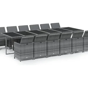 Browns Mills  13-delige Tuinset met kussens poly rattan grijs