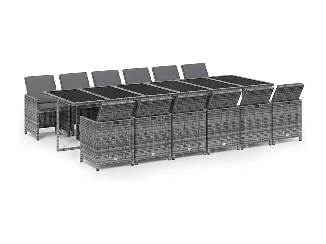 Browns Mills 13-delige Tuinset met kussens poly rattan grijs