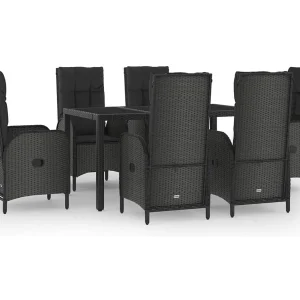 Cisternino 7-delige Tuinset met kussens poly rattan zwart en grijs Cisternino 7-delige Tuinset met kussens poly rattan zwart en grijs