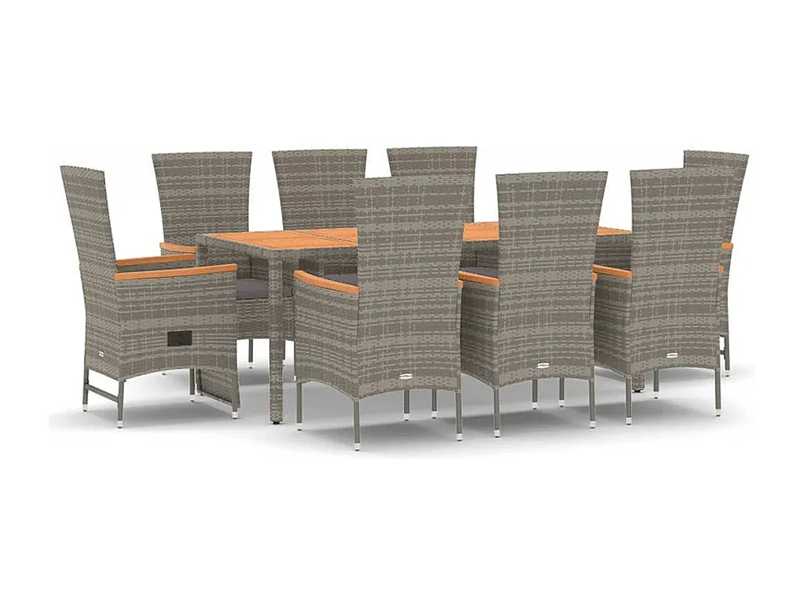 Cape May 9-delige Tuinset met kussens poly rattan grijs