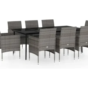 Cesarino 9-delige Tuinset met kussens grijs en zwart Cesarino 9-delige Tuinset met kussens grijs en zwart