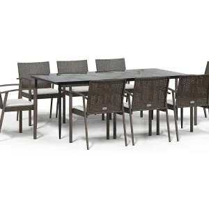 Bucyrus 9-delige Tuinset met kussens poly rattan en staal Bucyrus 9-delige Tuinset met kussens poly rattan en staal