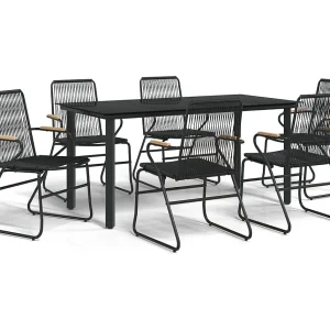 Claudine  7-delige Tuinset PVC-rattan zwart